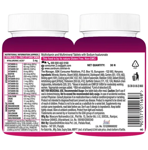 centrum women tablet 30's